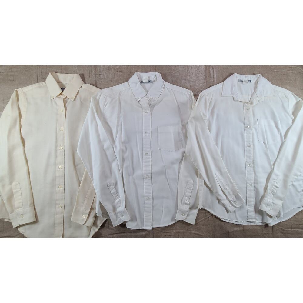 Lot Of 3 70s/80s Vintage Women Sz Med Retro Long Sleeve Shirts 36”-38” Button Up